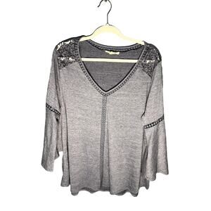 Above and Beyond Disco Bell Sleeves with Embroidery Lace Detailing 3xl Blue